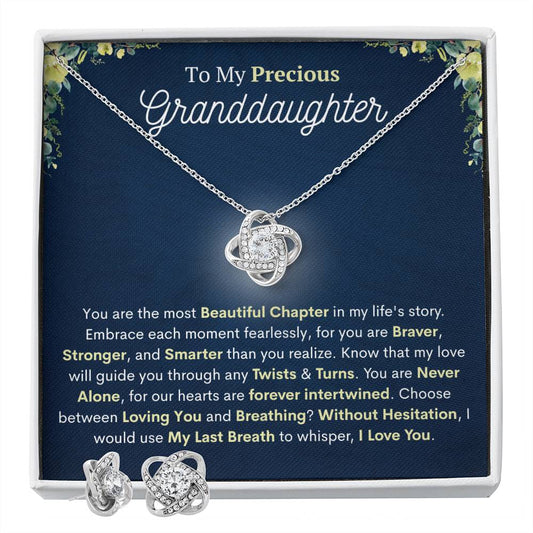 Beautiful Chapter Granddaughter Necklace & Earring Set