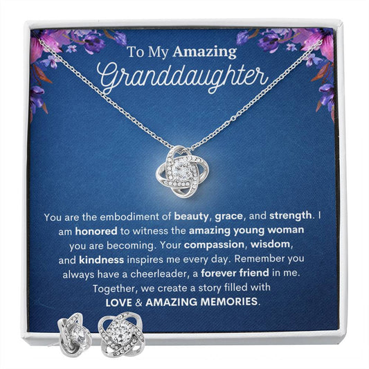 Amazing Memories Granddaughter Necklace & Earring Set